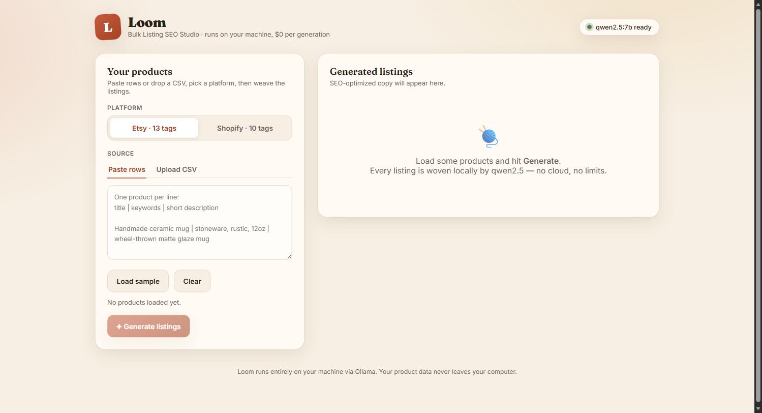 Listing SEO Generator dashboard screenshot