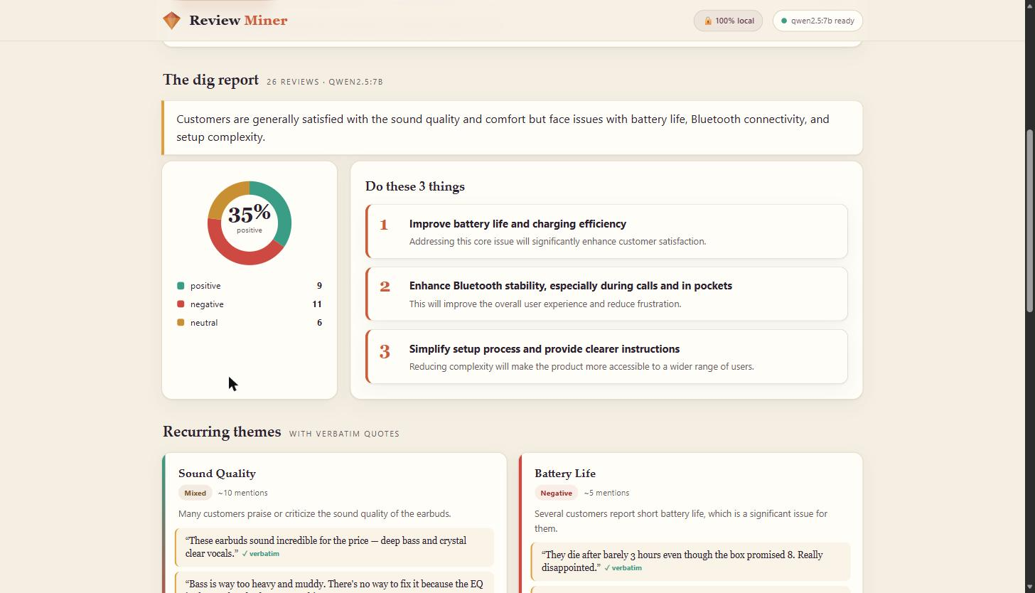 Review Miner report screenshot